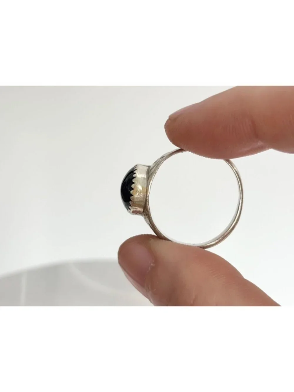 Black Onyx Gemstone Southwest Chunky Sterling Silver 925 Vintage Ring - sz 9